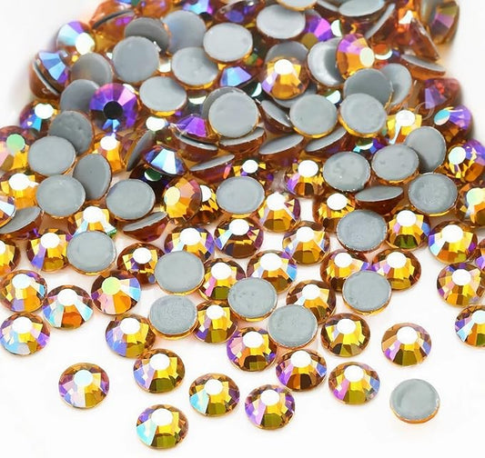 Hot Fix Crystal Flatback Rhinestones Glass Diamantes Gems 6.4mm(30ss 288pcs, Topaz AB)