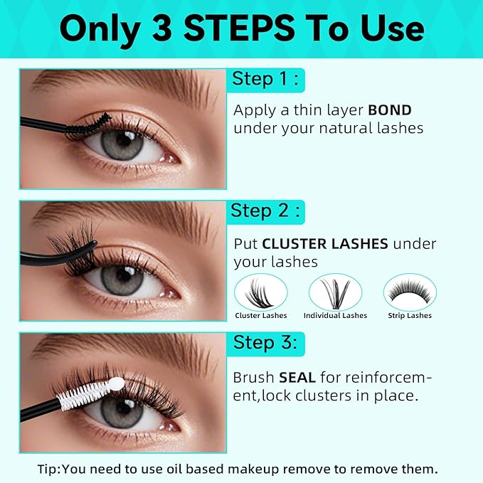 Bond and Seal Lash Glue 10ml Eyelash Cluster Glue Dual-Ended Tube, Black Lash Bond & Clear Eyelash Seal Strong Hold Waterproof Sweatproof – Gentle Formula, Long-Lasting Eyelash Glue for Cluster Lashes