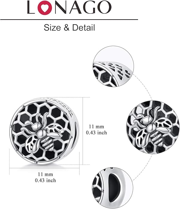LONAGO 925 Sterling Silver Personalized Photo Charm Fit Compatible for Bracelet Necklace Customized Heart Round Shape Picture Bead