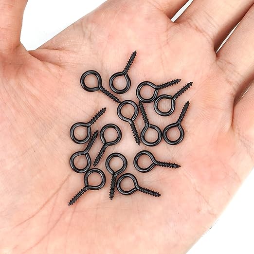 Aovchei Eye Screws, 300PCS 0.59 Inches Heavy Duty Metal Screw Hooks, Self Tapping Eye Bolts, Indoor & Outdoor for Hanging Artwork, Black