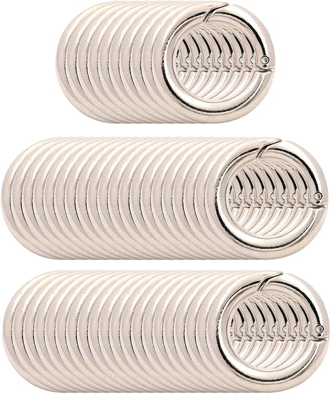 BIKICOCO 1/2'' Round Spring Gate O-Ring Clasp Push Snap Hook Belt Hardware Loop, for Handbags, Keys, Silver - 50 Pcs