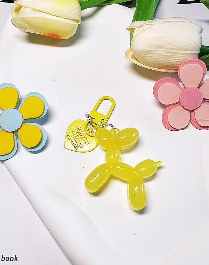 LAEKOU Jelly Balloon Dog Design Keychain for Women, Cute Girls Key Chain, Bag Charms Accessories for Car Purse Backpack