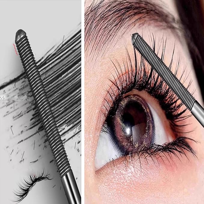 Zkyo Steel Tube Eyelash Primer, Eyelash Primer,Small Steel Tube Mascara,Waterproof Long-Lasting 3D Curling Eyelash With No Flaking, Sweat-Proof, Lengthening, Quick-Drying And Reuse (Black 3PC)