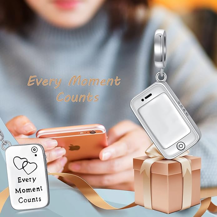 LONAGO 925 Sterling Silver Personalized Photo Charm Fit Snake Bracelet Necklace Customized Image Picture Bead for Women