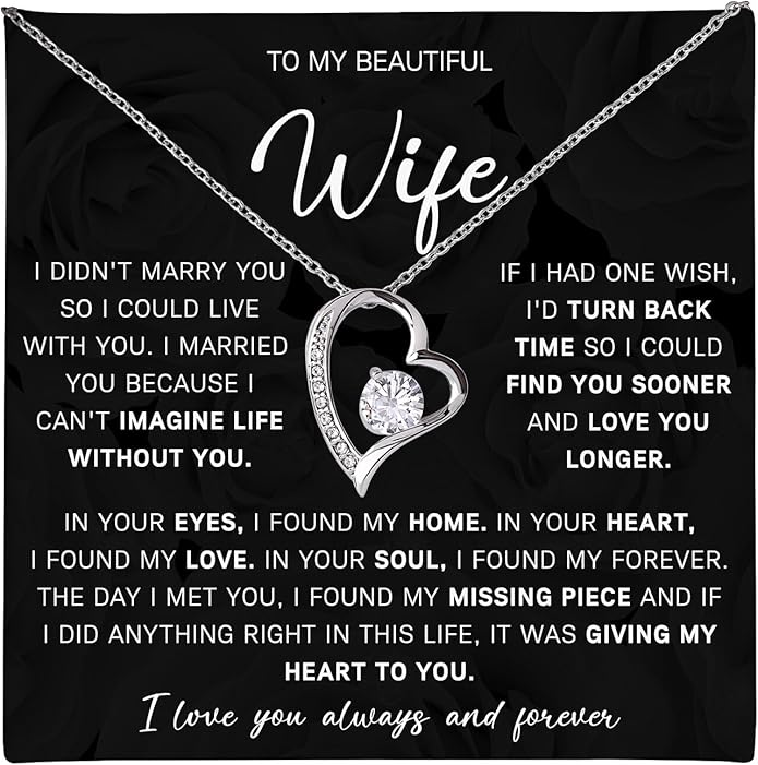 Mapileng To My Wife – Love Knot Necklace from Husband with Heartfelt Message Card & Elegant Luxury Gift Box, A Meaningful Romantic Jewelry Gift for Anniversary, Birthday, Wedding, Christmas