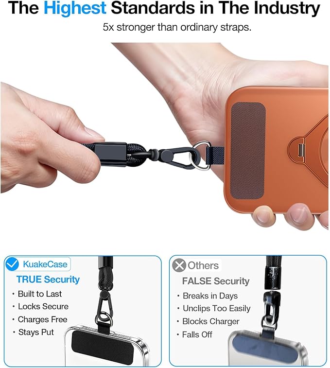Phone Lanyard, Phone Wrist Strap for Cellphone Case, Adjustable Cell Phone Strap with 2 Tether Tabs for All Smartphones, Black