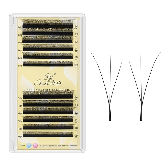 GLAMLASH W Eyelash Extensions 3D Volume Premade Fan Natural Soft Matte Lash Professional Salon Supplies (3D,0.07,C,9-14mm,Fox)