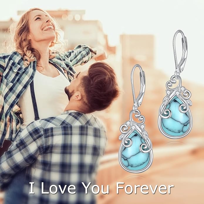 POPLYKE Celtic Filigree Teardrop Drop Dangle Earrings Sterling Silver Leverback Earrings Jewelry for Women