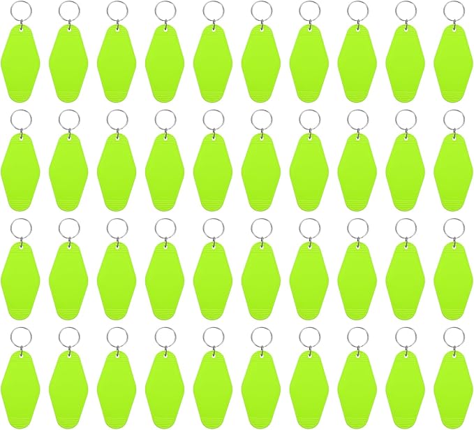 uxcell 40pcs Hotel Keychains Blank Vintage Plastic Rhombus Motel Keychains Hotel Key Tags Rings for DIY Luggage Labels