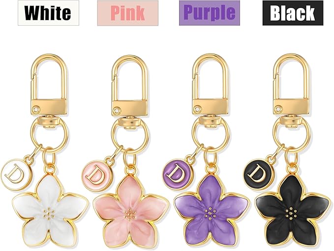 XGALBLA Cute Flower Initial Letter Keychain for Women, Flower Charms, Bag & Purse Charms for Handbags & Backpacks Accessories