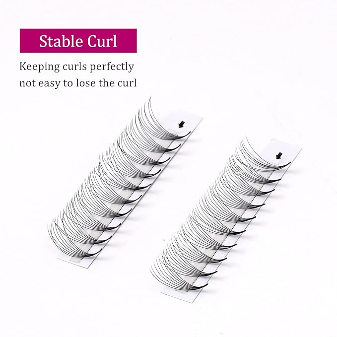 Volume Lash Extensions 8D 0.07 D Curl 13mm Premade Fans Pro Point Middle Stem Extension (8D-0.07-D, 13mm)