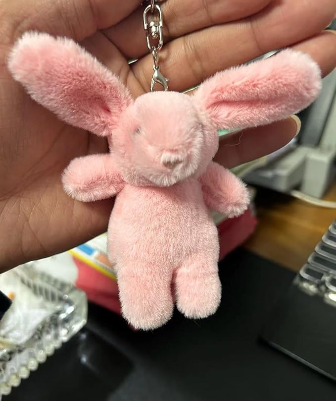 Cute Bunny Plush Keychain, 3.5" Inch Bag Charms for Handbags Backpack Purse Pendant Gift for Women