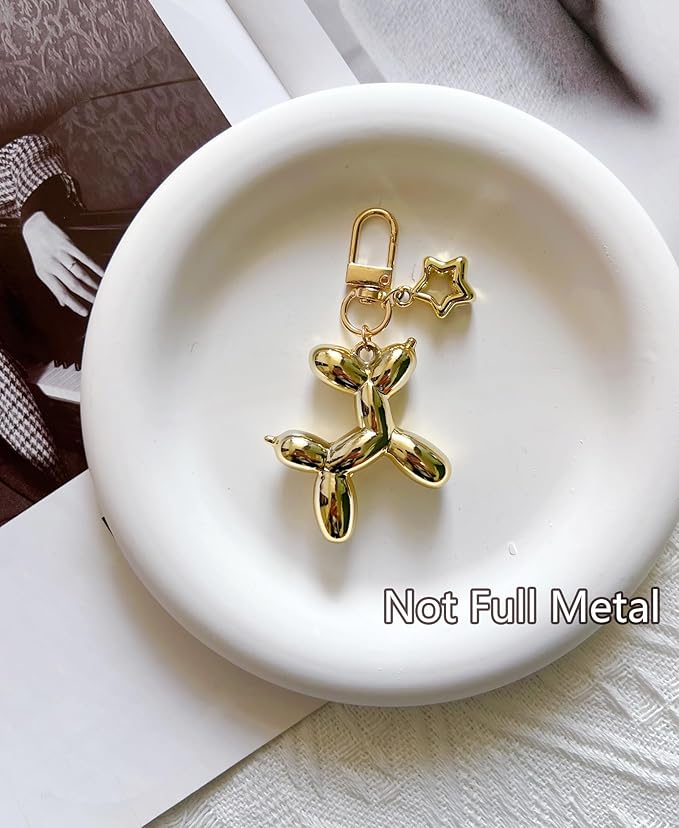 LAEKOU Star Balloon Dog Keychain for Women, Cute Y2K Key Chain Accessories, Aesthetic Charms for Bag Backpack