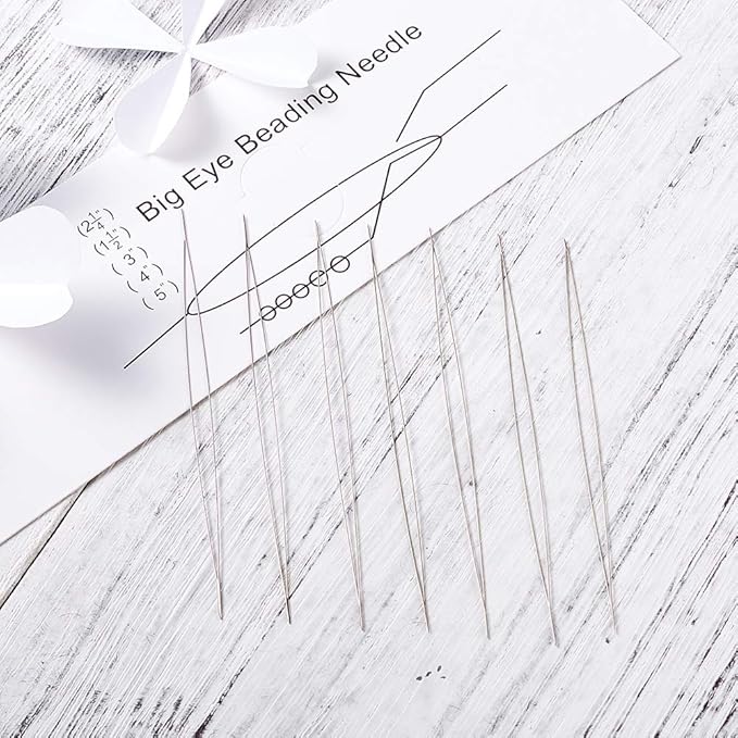 Craftdady 10Pcs Big Eye Beading Needles 2.95-Inch Stainless Steel Collapsible Embroidery Sewing Needles for Jewelry Making