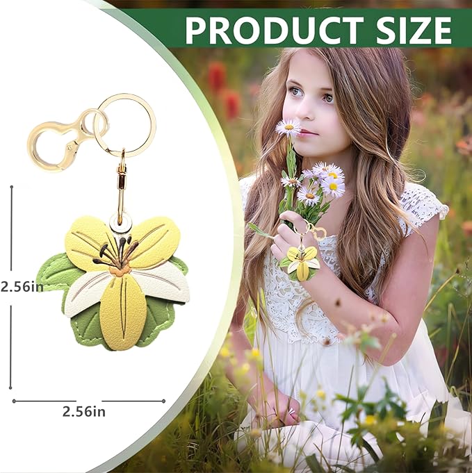 Leather Keychain Holder Case Compatible with AirTag,Cute Protective Cover with Keyring,Anti-Scratch Finder GPS Tracker Case for Wallet Keys,Bag,Pets(Flower B)
