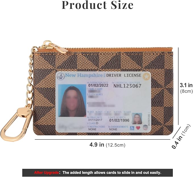 Leather Coin Purse for Women with KeyChain Small Zipper Change Purse coin Pouch Card Holder Wallet Clutch for Women & Men (Brown)