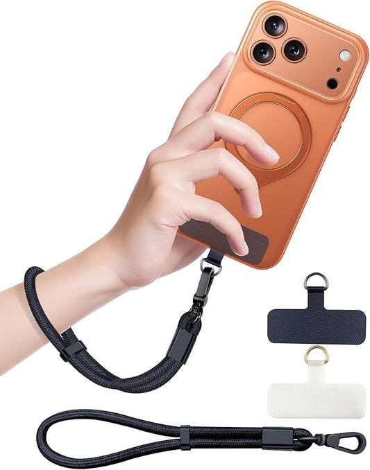 Phone Lanyard, Phone Wrist Strap for Cellphone Case, Adjustable Cell Phone Strap with 2 Tether Tabs for All Smartphones, Black