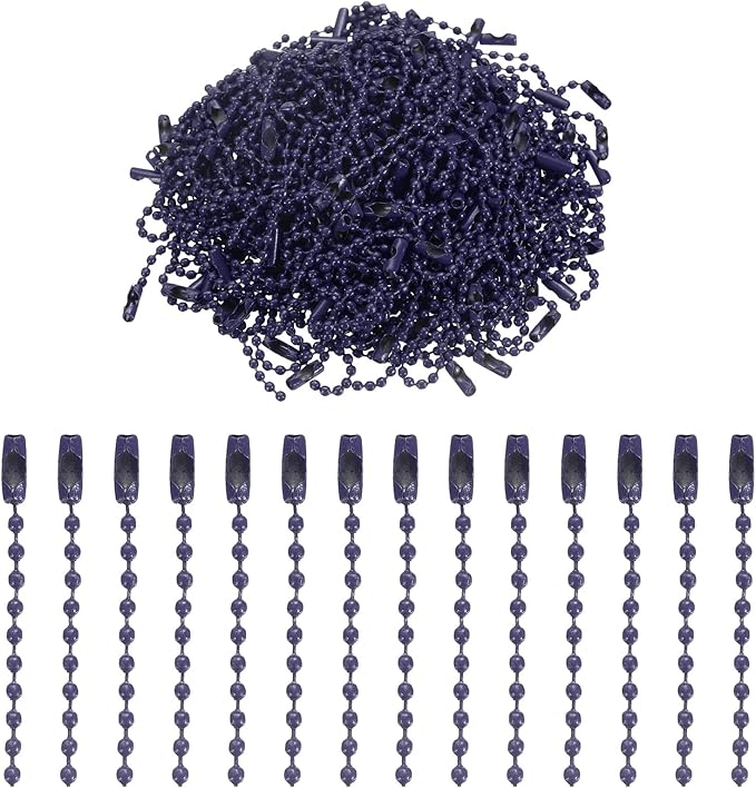 uxcell 220pcs Metal Ball Bead Chain, 100mm Long Bead Connector Clasp Dog Tag Hanging Chain for Key Chains Tags Craft Projects Jewelry Making, Navy Blue