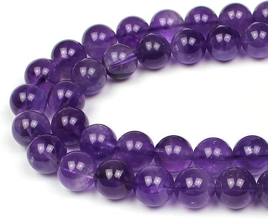 MJDCB 5A Natural South Africa Amethyst Gemstone Round Stone Beads for Jewelry Making DIY Bracelet Necklace (8mm)