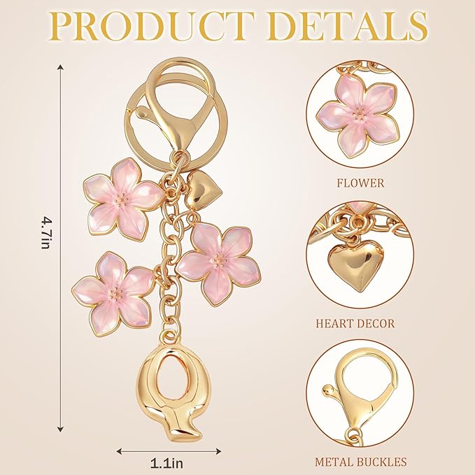 Snycler Bubble Initial Keychain Graceful Flower for bags car remote–A-Z Letter Charms for Women