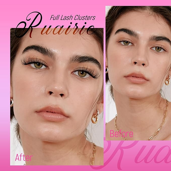 Ruairie Lash Clusters Wispy Eyelash Clusters Eyelash Extensions 168pcs Natural Individual Lashes D-Curly Cluster Lashes 8-16MM DIY Lash Extensions Left Right Eye Lash Clusters