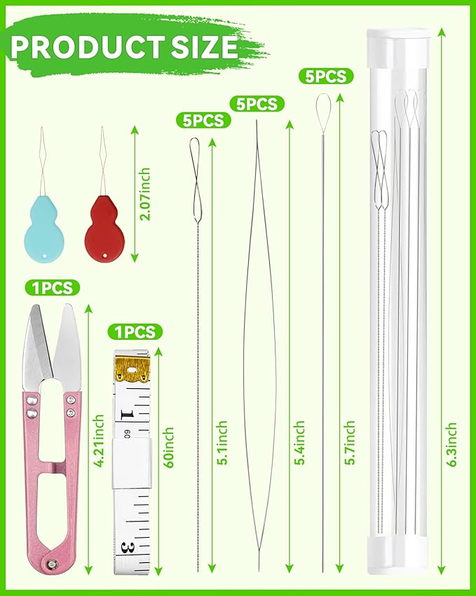 FIVEIZERO 15 Pieces Beading Needles Set - 3 Types: Big Eye, Collapsible Twisted, Long Straight Beading Needles, Jewelry Making Tools for Seed Beads, DIY Crafts, Necklaces, Bracelets