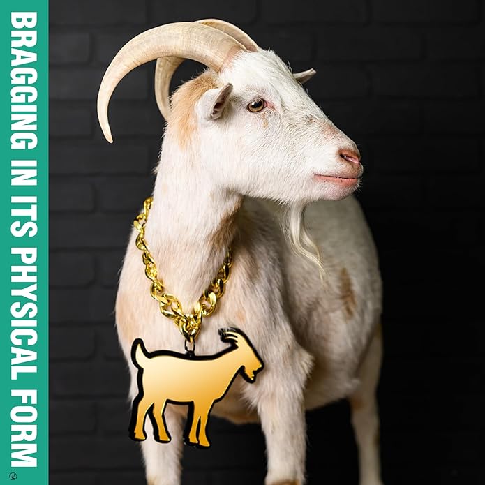 TrophySmack GOAT Silouette Turnover Chain - Chrome Gold & Black Acrylic (Greatest of All Time)