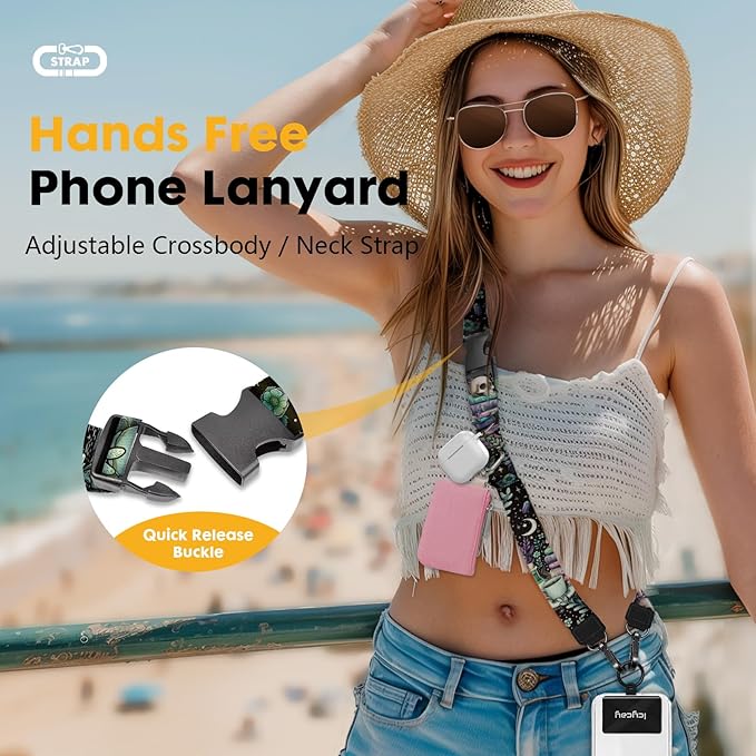 Phone Lanyard Crossbody, Gothic Skull Book Cell Phone Strap for Around The Neck Adjustable, Goth Teacher Anti Theft Cute Lanyard for iPhone Case ID Holder Keys Accessories Travel Essential