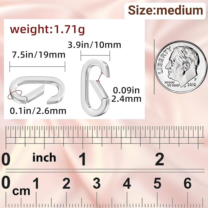 10Pcs Oval Clasp Carabiner Necklace Clasps and Closures, Spring Ring Clasp Pearl Necklace Enhancer Connector for Jewelry Bracelet Making