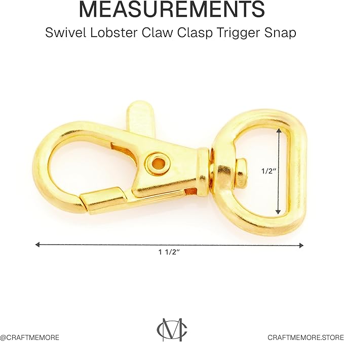 20pcs Swivel Lobster Claw Clasp Trigger Snap Hooks for Purse Making Macrame Lanyard Clip CSPS (1/2 Inch, Gold)
