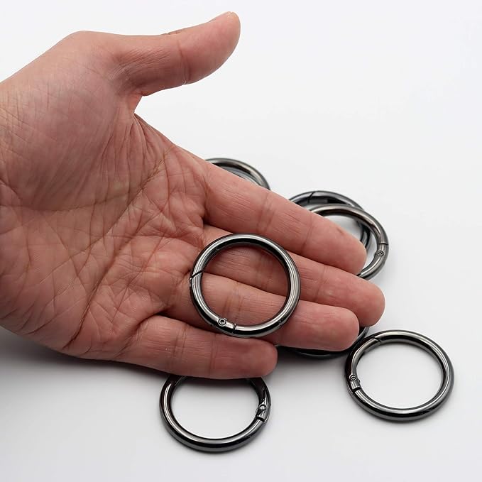 12pcs Trigger Spring O Rings Round Carabiner Clip Snap for Keyrings Buckle, Bags,Purses (Gun Black, 1 1/4 inch)