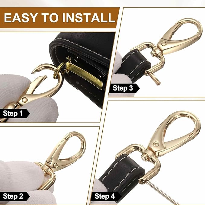 HARFINGTON 4pcs Detachable Snap Hook Swivel Clasp 1" (25mm) Zinc Alloy Lobster Claw Clasp with 4pcs D-Rings Screw in Shackle for Keychain Lanyard Purse DIY Purse Strap, Silver