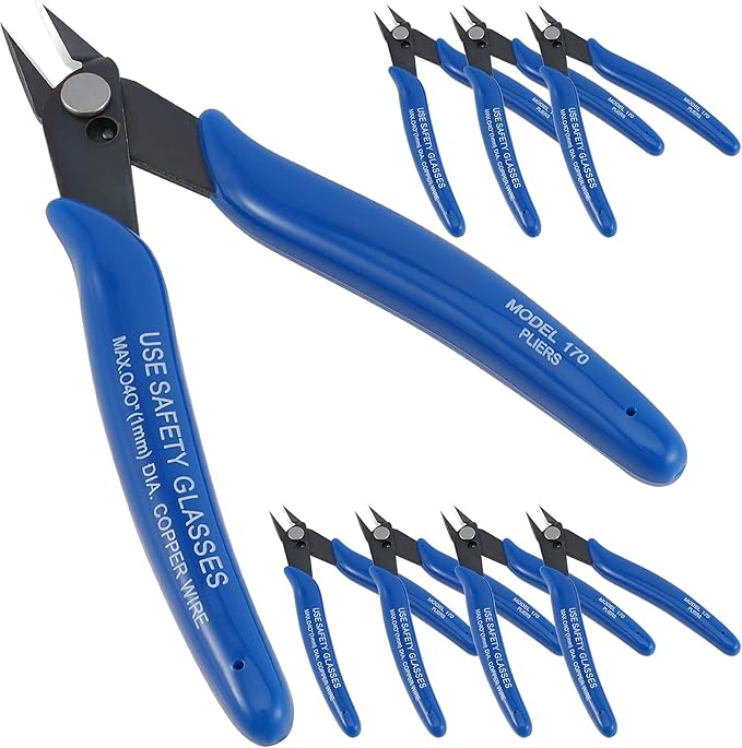 SEUNMUK 15 Pack 170 Flush Wire Cutter, 5 Inch Electronic Wire Flush Cutters, Small Precision Soft Wire Cutter, Micro Wire Cutters Blue Handle Professional Cutter Tools for Fine Cutting Needs