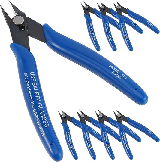 SEUNMUK 15 Pack 170 Flush Wire Cutter, 5 Inch Electronic Wire Flush Cutters, Small Precision Soft Wire Cutter, Micro Wire Cutters Blue Handle Professional Cutter Tools for Fine Cutting Needs