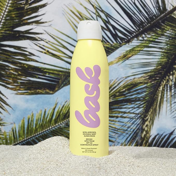 Bask Suncare SPF 50 Sunscreen Spray - Non-Aerosol, Broad Spectrum UVA/UVB Protection, Dermatologist Recommended, Moisturizing, Lightweight & Non-Greasy, 5.5 oz (Value Pack of 3)