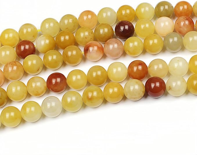 MJDCB Natural Stone Beads 4mm 85pcs Round Mixed Color Yellow Jade Loose Gemstone Bead Charms for Jewelry Making Bracelet Necklace Earring Pendant