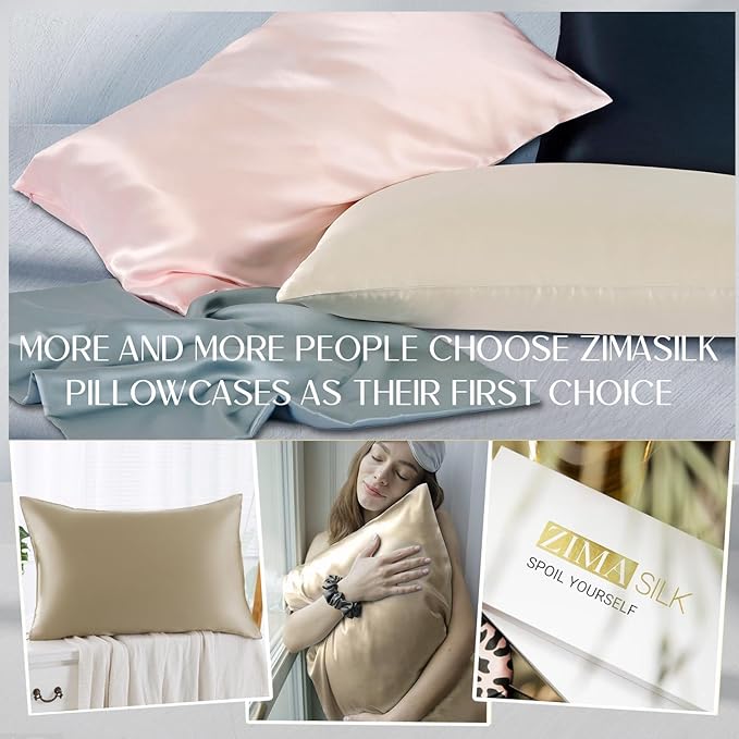 ZIMASILK 100% Pure Mulberry Silk Pillow Cases for Hair and Skin, Soft, Hypoallergenic & Smooth, Both Sides Grade 6A Silk, with Hidden Zipper, Gift for Women Men,1pc(Throw 18''x18'',Taupe)