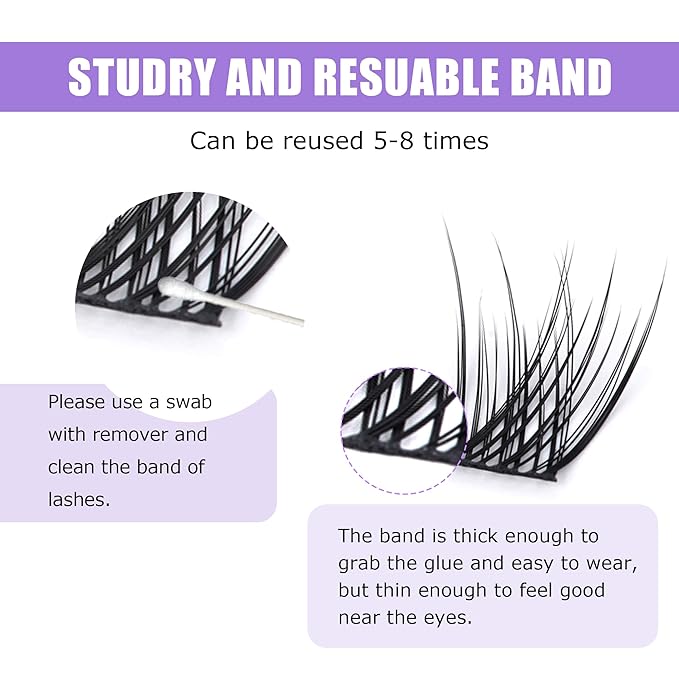 GAQQI Lash Clusters, Eyelash Clusters 120PCS D Curl Individual Lashes, Wispy Cluster Eyelash Extension 10mm Only, Natural Looking Cluster Lashes （GQ03, D Curl, 10mm)