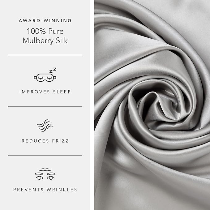 Fishers Finery 25mm 100% Pure Mulberry Silk Pillowcase (Silver King)