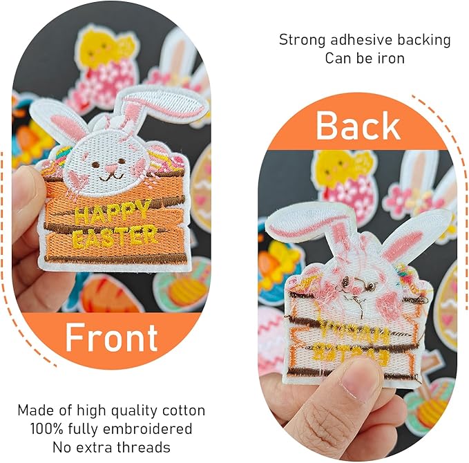 WILDREEDS 9 Pieces Assorted Styles Easter Iron on Patches, Embroidered Patch for Clothing, T-Shirt, Backpacks, Hats, Jeans, Jackets