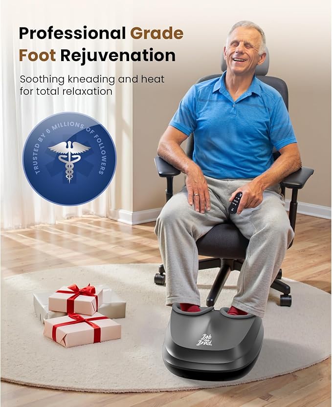 BOB AND BRAD Shiatsu Foot Massager with Heat and Remote,Valentine‘s Day Gifts for Her Him,FSA Eligible HSA Deep Kneading Electric Feet Massager for Plantar Fasciitis, Fits US Size 12
