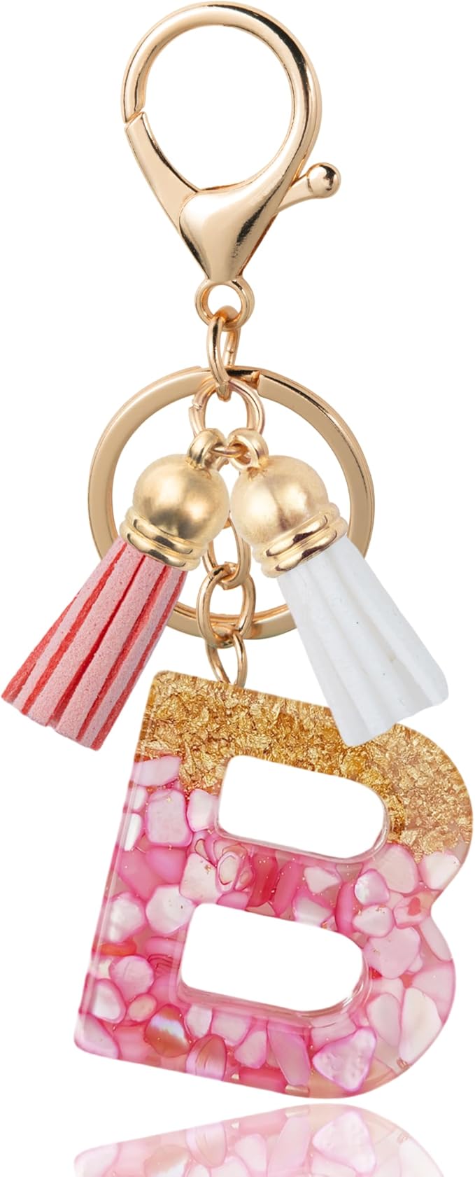 Initial Letter Keychain Cute Resin with 2 PU Tassel, Letter Keychain for Backpack Charms, Initial Keychains for Women