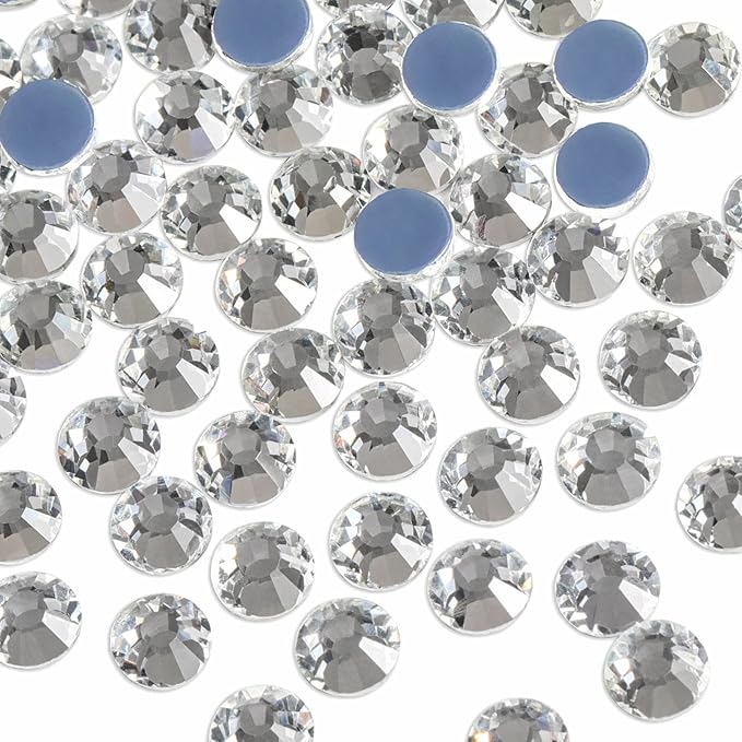 Beadsland Hotfix Rhinestones, 144pcs Flatback Crystal Rhinestones for Crafts Clothes DIY Decoration, Crystal, SS50, 10mm