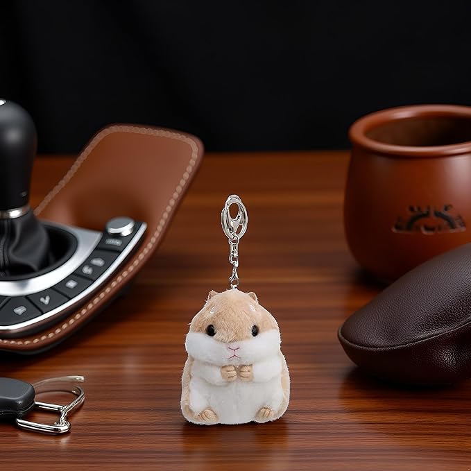 Khaki Cute Hamster Keychain Keychain Charms Wallet Backpack Handbag Charms Automobile Keychains Automotive Trim Women's Key Rings and Keychains Automobile,Accessories