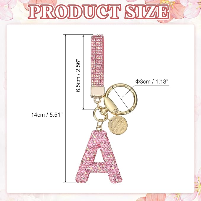PATIKIL Initial Letter Keychain, Cute Sparkly Rhinestone Key Chain Alphabet Charm for Car Keys Handbags Purse