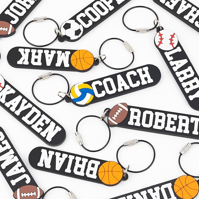 Custom Sports Bag Tag – Personalized Football, Baseball, Soccer, Basketball, Volleyball Name Tag – Durable PVC Luggage Tag for Kids, Athletes, Teams, Coaches (Classic)
