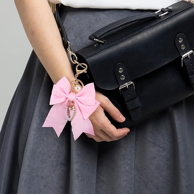 Joez Wonderful Bow Keychains, Coquette Pearl Bookbag Charms, Cute Bow Accessories for Wistlet, Purse, Car Keys