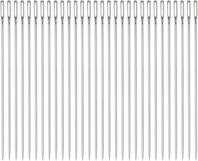HARFINGTON 30pcs Beading Needles 1.6mm Dia Long Straight Sewing Needles Stainless Steel Embroidery Sewing Needles 4Inch