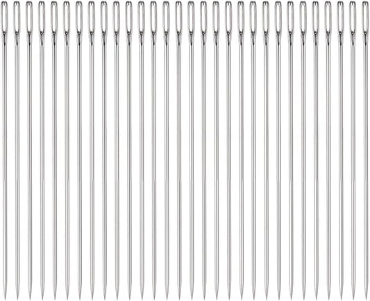 HARFINGTON 30pcs Beading Needles 1.6mm Dia Long Straight Sewing Needles Stainless Steel Embroidery Sewing Needles 4Inch