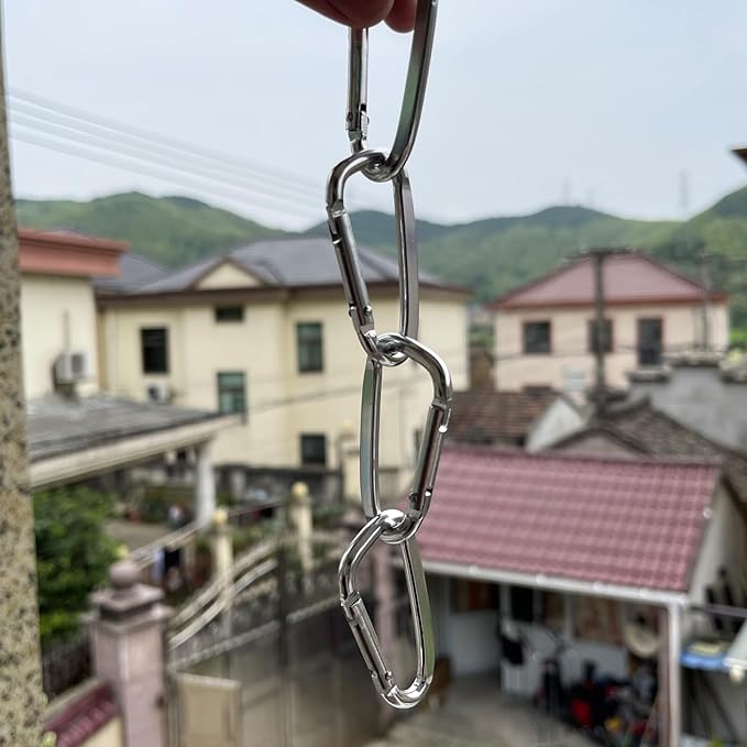 2.4" 24pcs Small Carabiner Clip Keychain, Aluminum D Ring Shape Clips with Keyring Keychain Hook